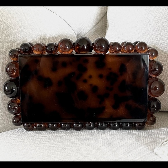EOS Acrylic Pearl Bubble Box Clutch, Marble Look Clutch Bag, Tortoise Shell 438 - Picture 3 of 14